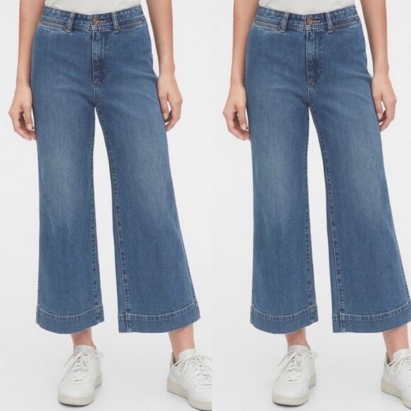 Gap High Rise Wide Leg Crop Jean Medium Indigo Wash 10/30 Tall NEW - Picture 11 of 11